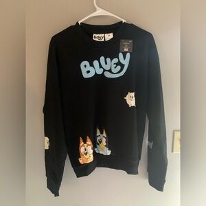 Adult Bluey & Bingo Black Fleece Lined Long Sleeve Crew Neck Casual Pull Over S